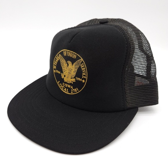 Vintage USWA Steelworkers 50 Years Of Service Mesh Snapback Trucker‎ Hat Cap USA - Picture 1 of 7